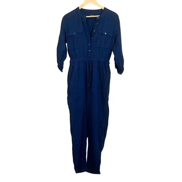 Madewell Dresses & Skirts - madewell jumpsuit organic 100% cotton coastal blue size 00